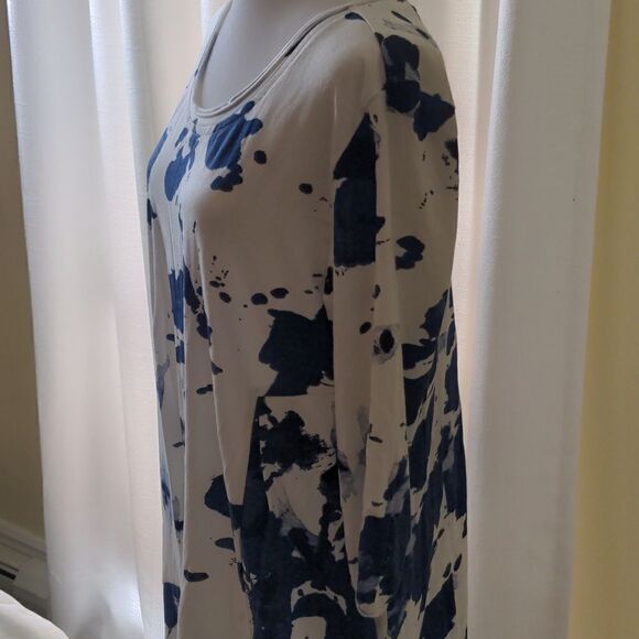 Snapdragon & Twig Small White Dress with Blue Splatter design, NEW - Picture 4 of 12